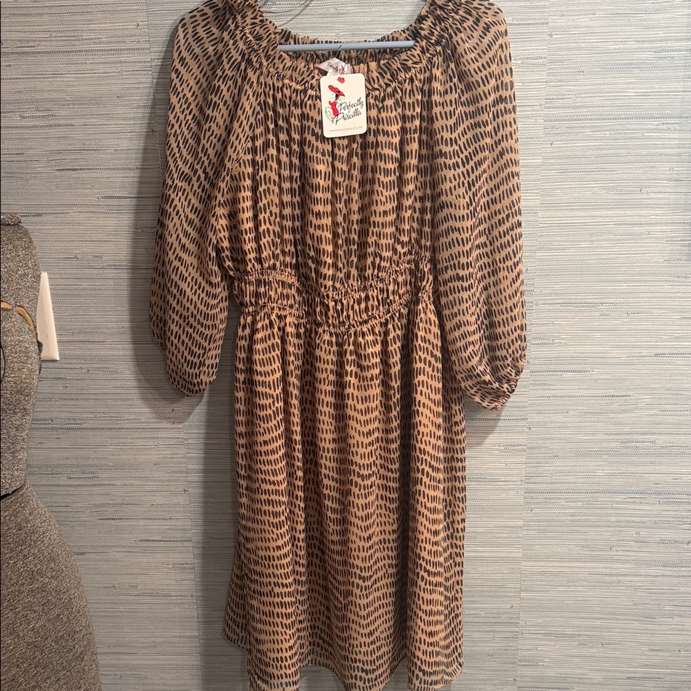 Chic Long Sleeve Patterned Dress